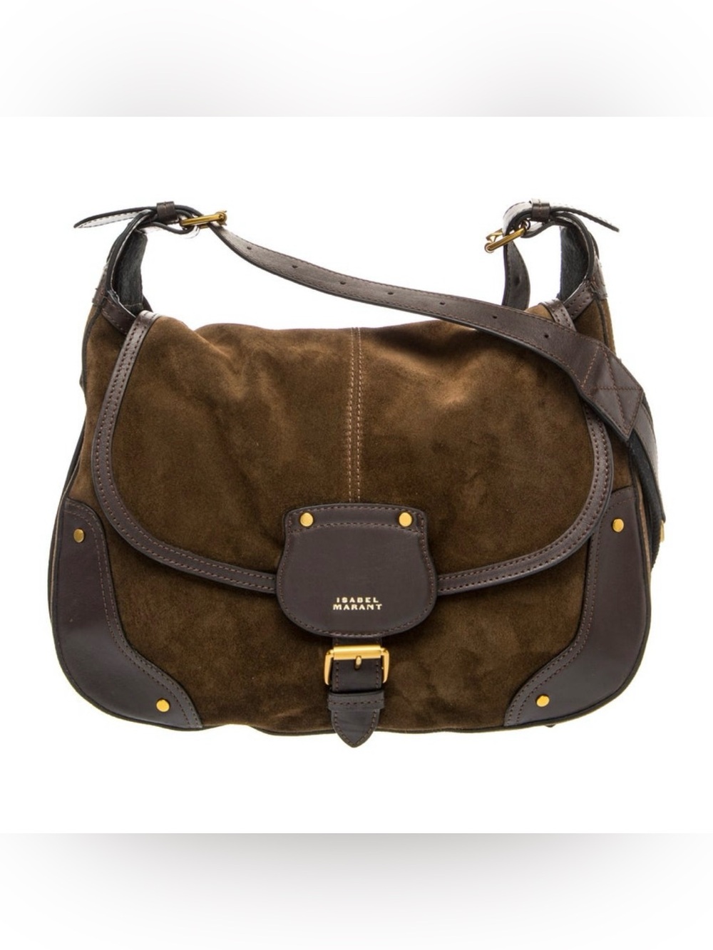 NEW ISABEL MARANT SIERRA BRONZE BROWN SUEDE LEATHER TRIM SHOULDER CROSSBODY BAG